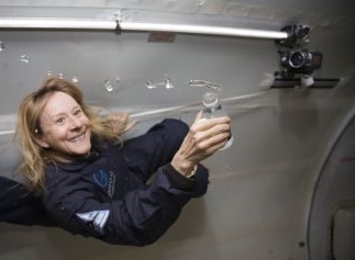 Esther Dyson in zero gravity.